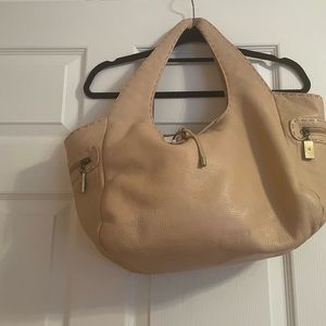 Cream color leather boho bag Donald j plainer 18wX10h